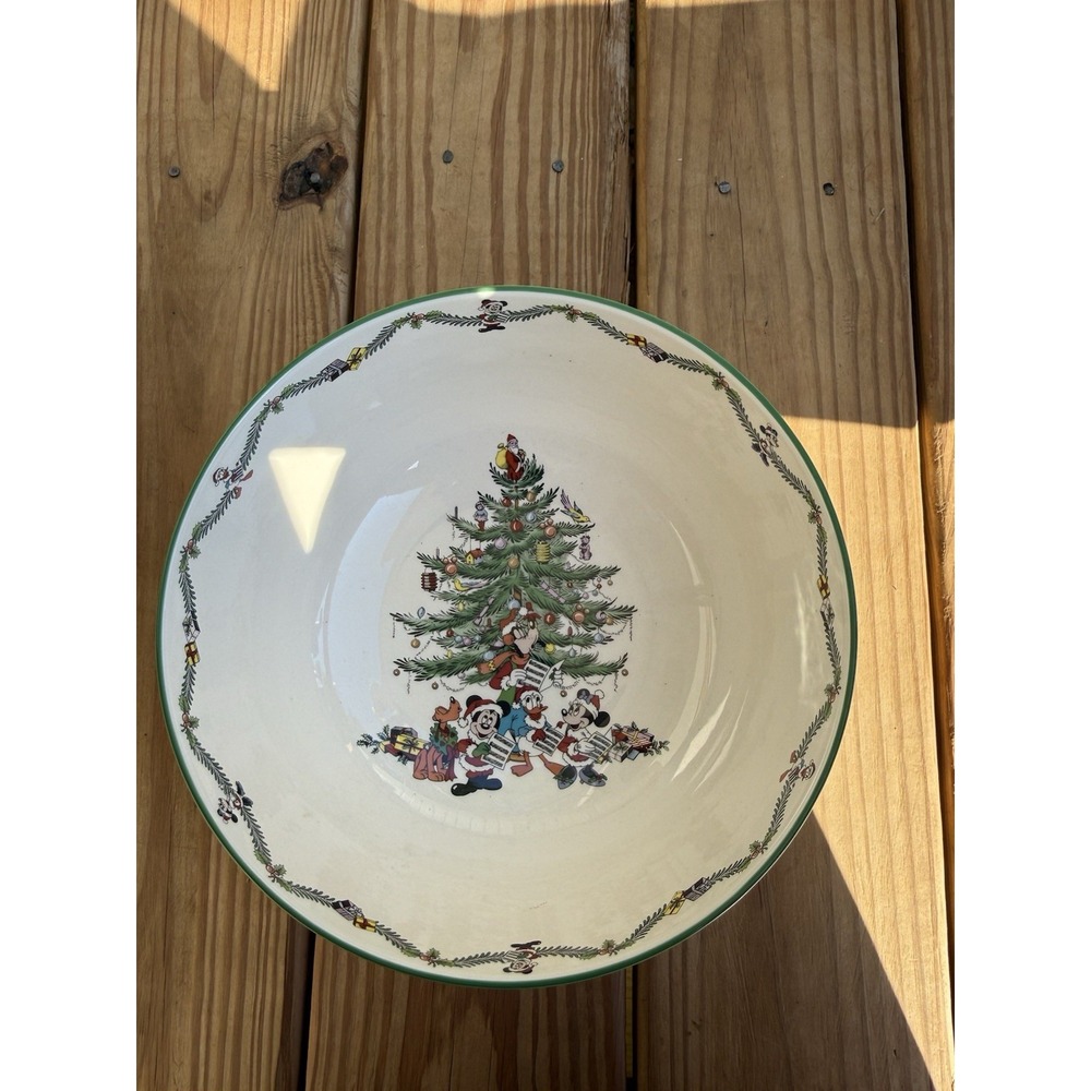 Vtg 2003 Spode Disney Christmas Tree Celebration Mickey Mouse Salad Serving Bowl